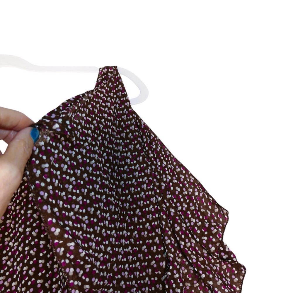 Max Studio Dress Womens XL Brown Pink Polka Dot Hanky Hem Slinky - Picture 5 of 12